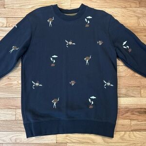 Scotch & Soda Dark Blue Crewneck Sweater with Embroidered Accents